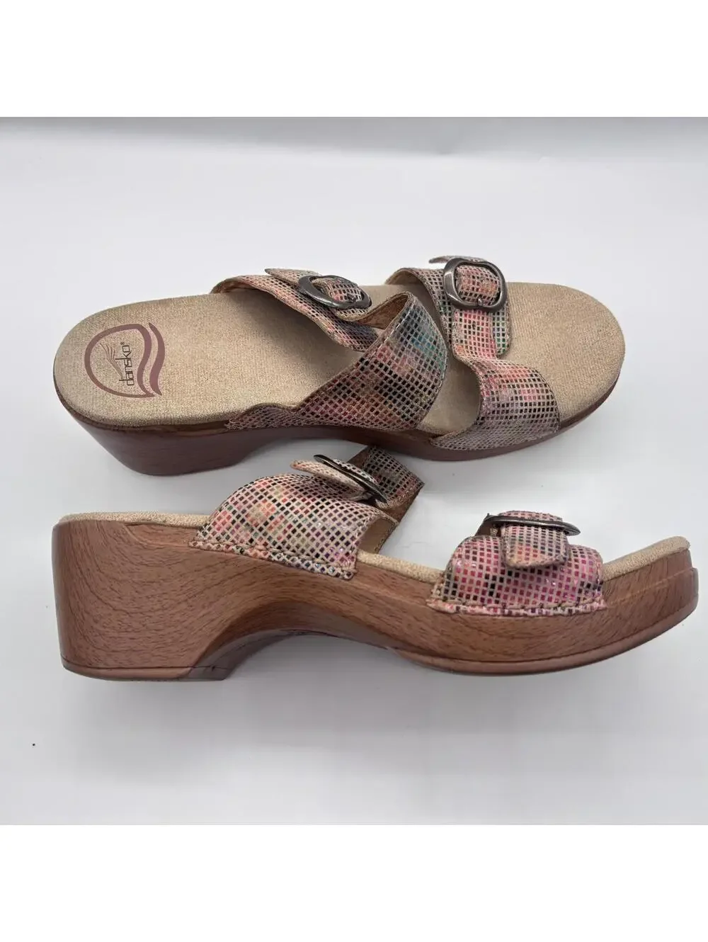 Dansko Sophie Leather Slide Colorful Women's EU 40 Metallic Double Strap Buckle